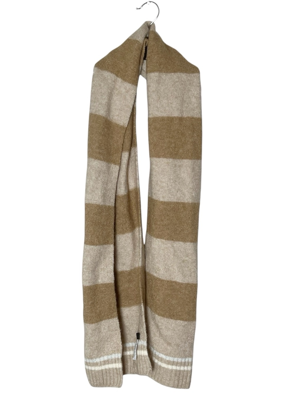 J. Crew alpaca wool blend cream & tan striped stretch scarf